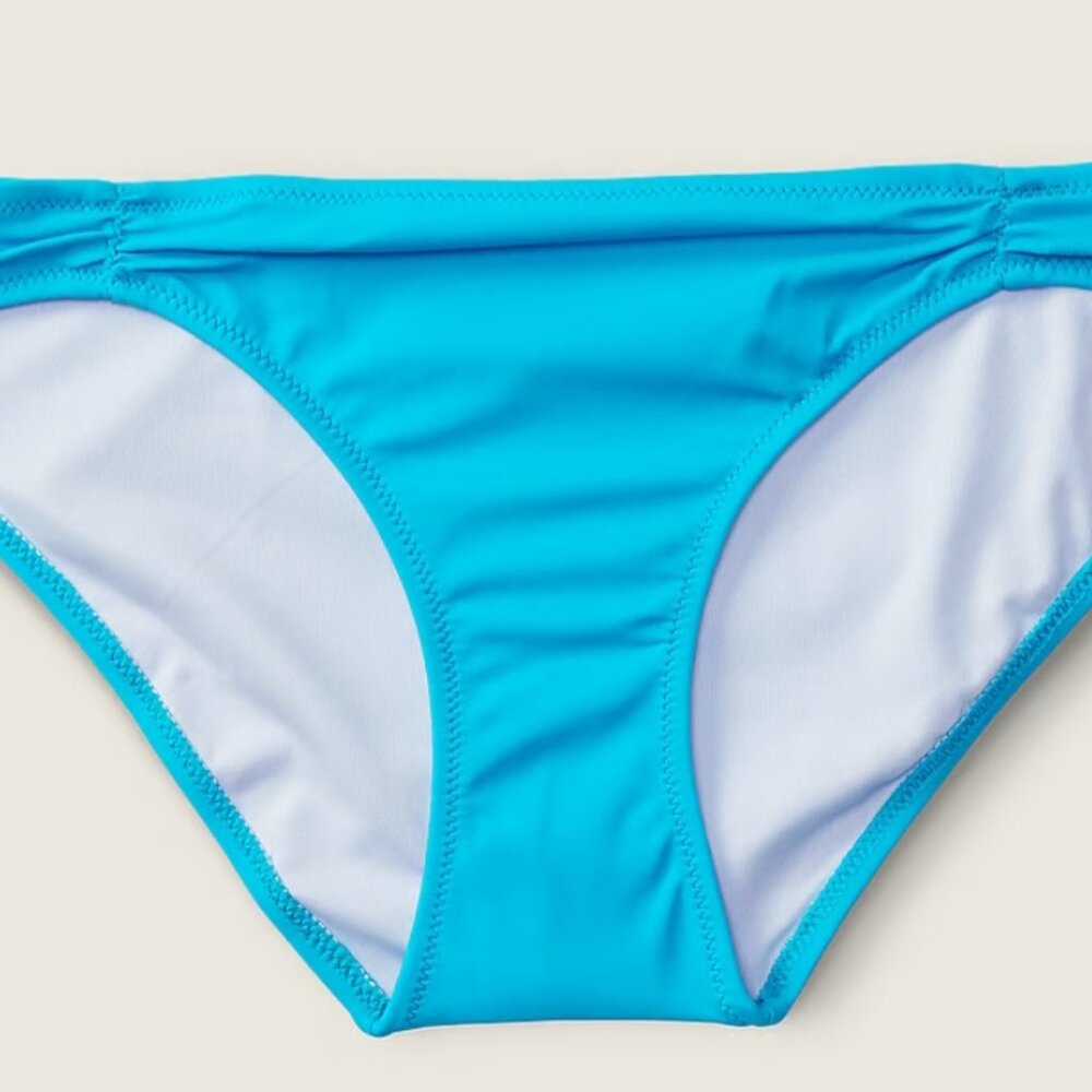 PINK SWIM RUCHED-FRONT BIKINI BOTTOM BLUE SZ XL